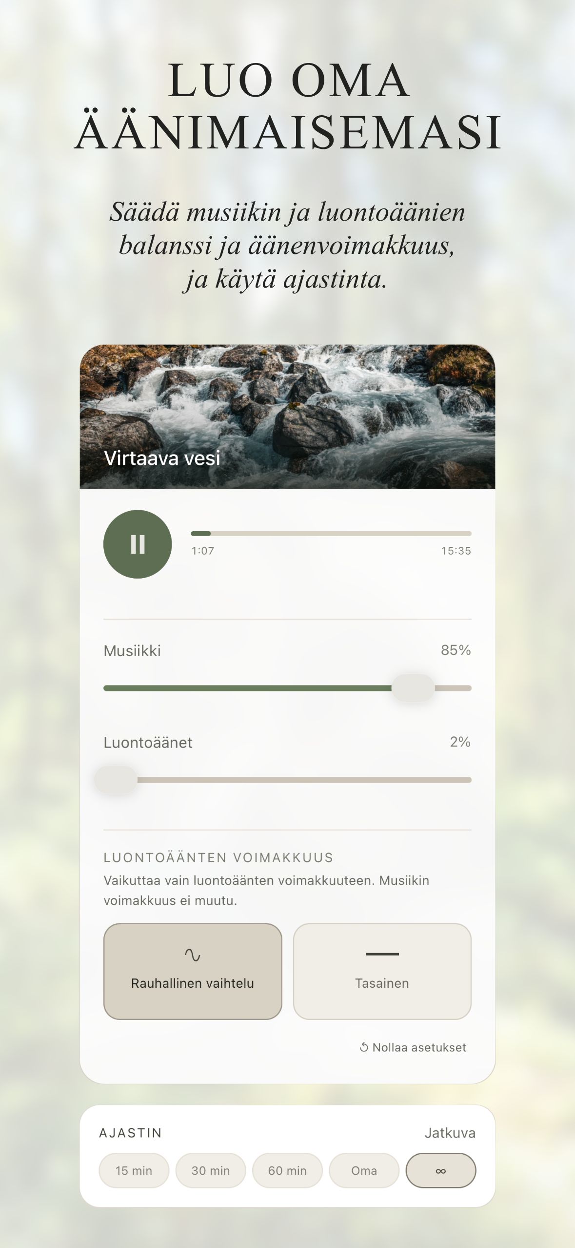Huminan soitin ja ääniasetukset
